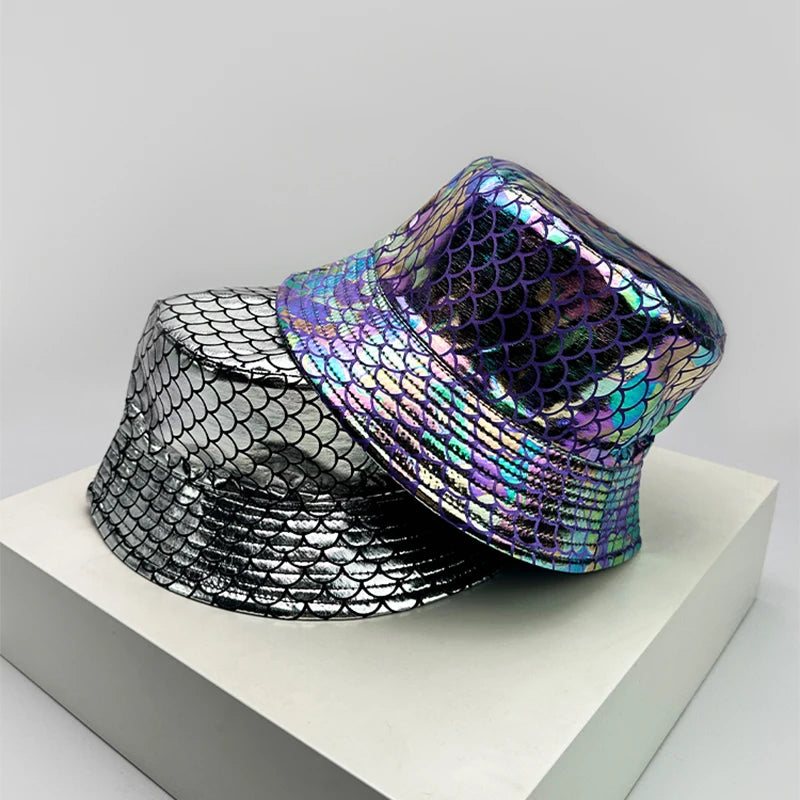 Shiny PU Leather Colorful Bucket Hats