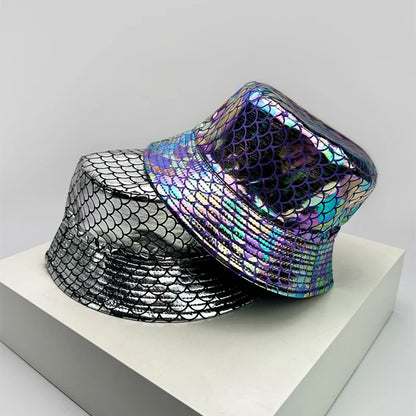 Shiny PU Leather Colorful Bucket Hats