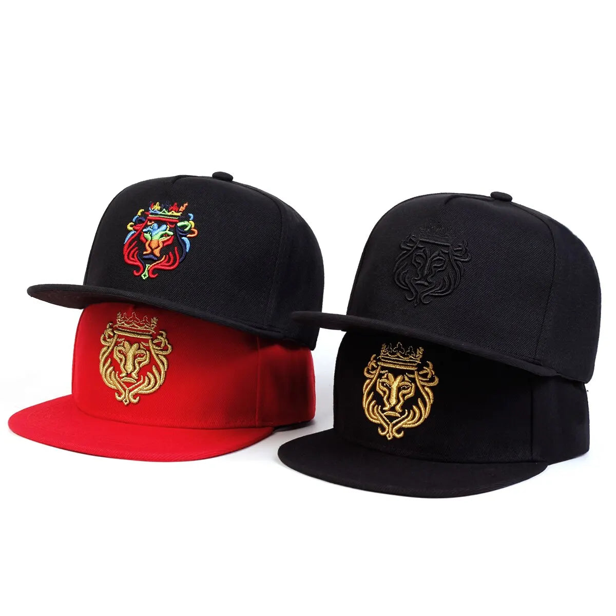 Lion Crown Embroidery Snapback Cap