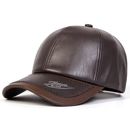 Brim Print Leather Adjustable Baseball Hat