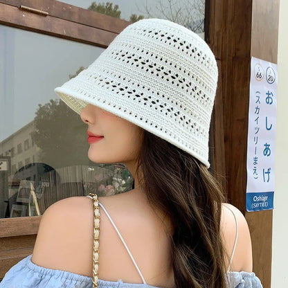 Handmade Crochet Floppy Hollow Summer Bucket Hat