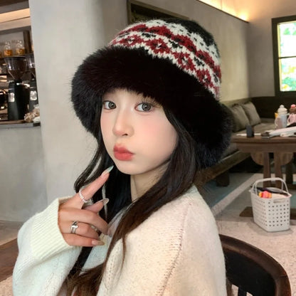 Windproof Faux Fur Winter Bucket Hat