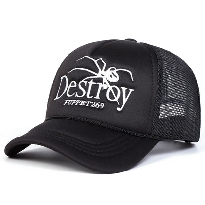 Unisex DESROY Spider Embroidery Baseball Net Caps
