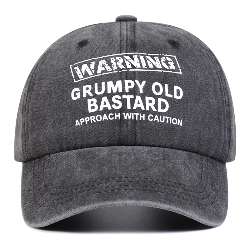 Warning Grumpy Old Bastard Printed Baseball Cap