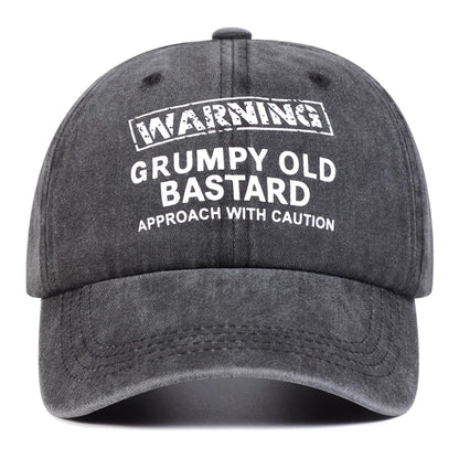 Warning Grumpy Old Bastard Printed Baseball Cap