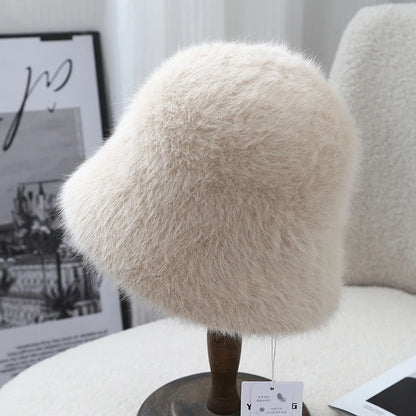 Angora Fluffy Winter Bucket Hat