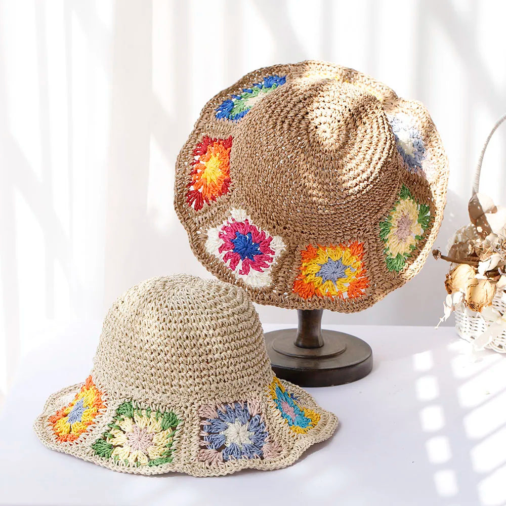 Straw Flower UV Protection Bucket Hat