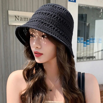 Summer Fashion Wide Brim Crochet Bucket Hat