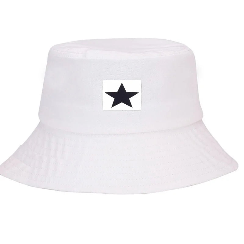 Five Pointed Star Print Cotton Bucket Hat