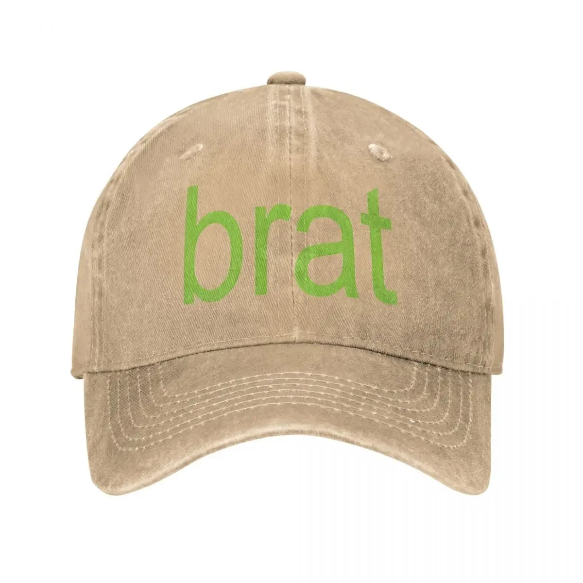 Brat Green Distressed Denim Baseball Cap