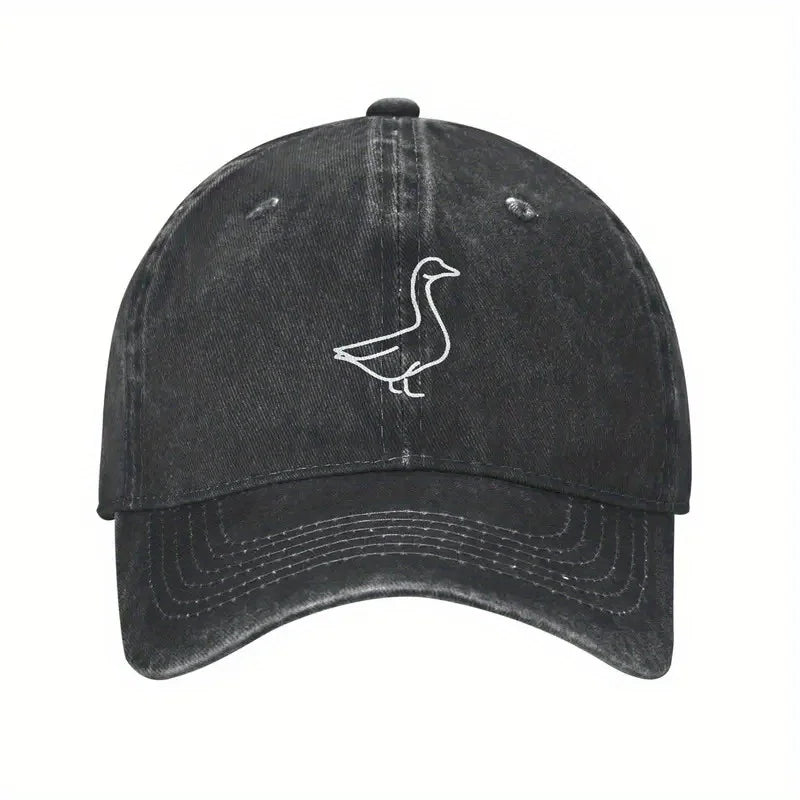 Goose Line Art Distressed Washed Baseball Cap