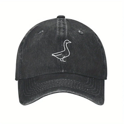 Goose Line Art Distressed Washed Baseball Cap