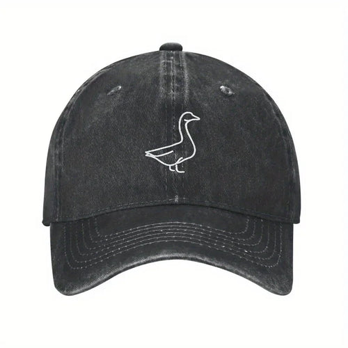 Goose Line Art Distressed Washed Baseball Cap