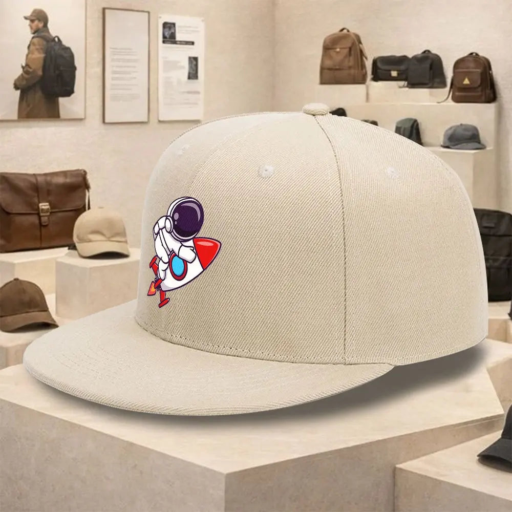 Astronaut Rocket Ride Flat Brim Snapback Cap