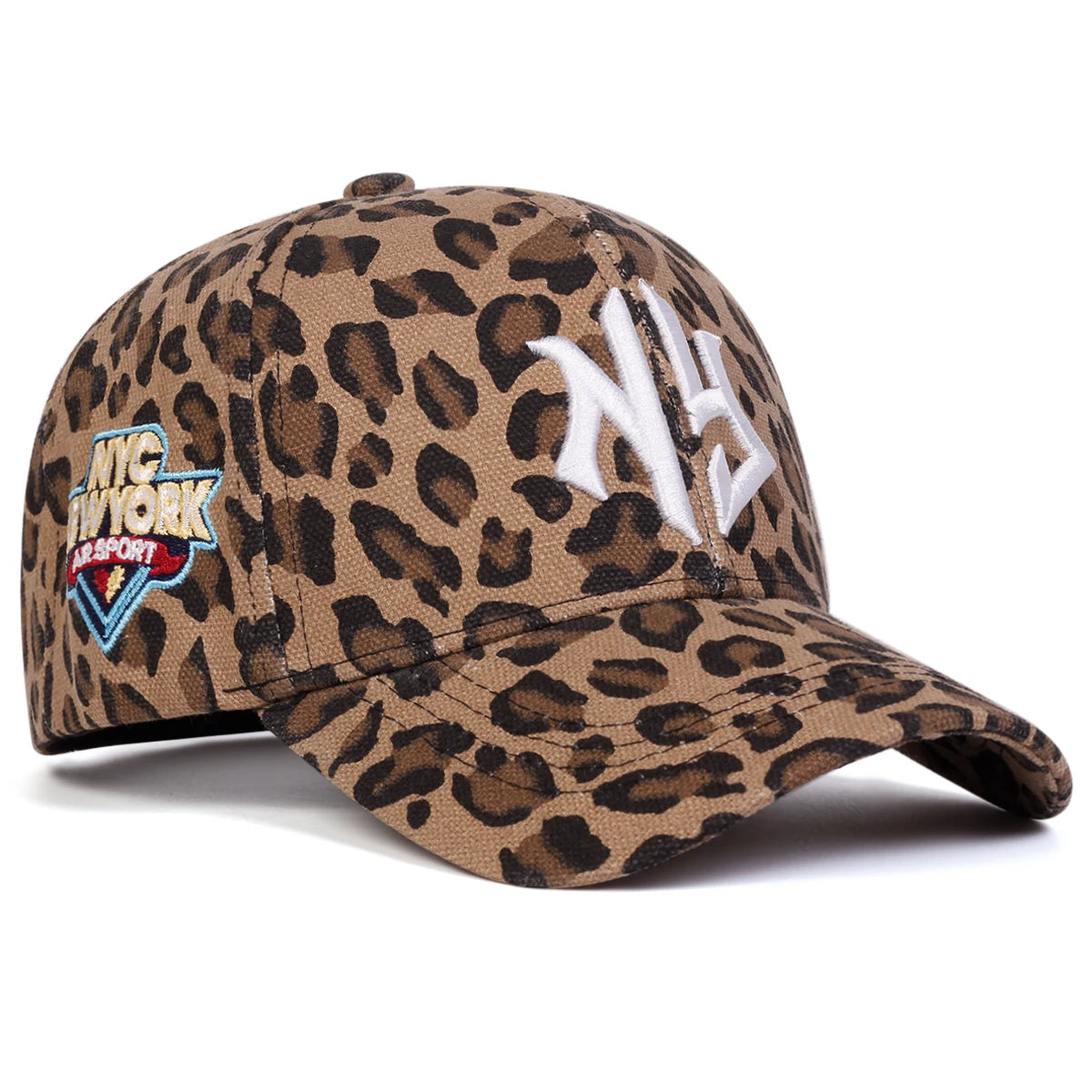 Unisex NG Letter Embroidery Leopard Print Baseball Caps