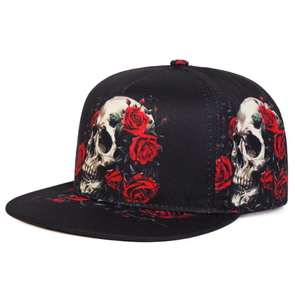 Skeleton Print Flat Brim Hat