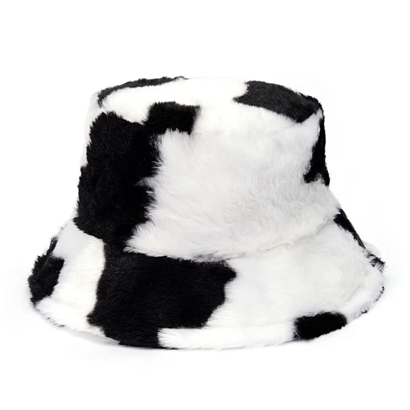 Retro Leopard Faux Fur Fluffy Bucket Hat