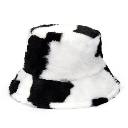 Retro Leopard Faux Fur Fluffy Bucket Hat