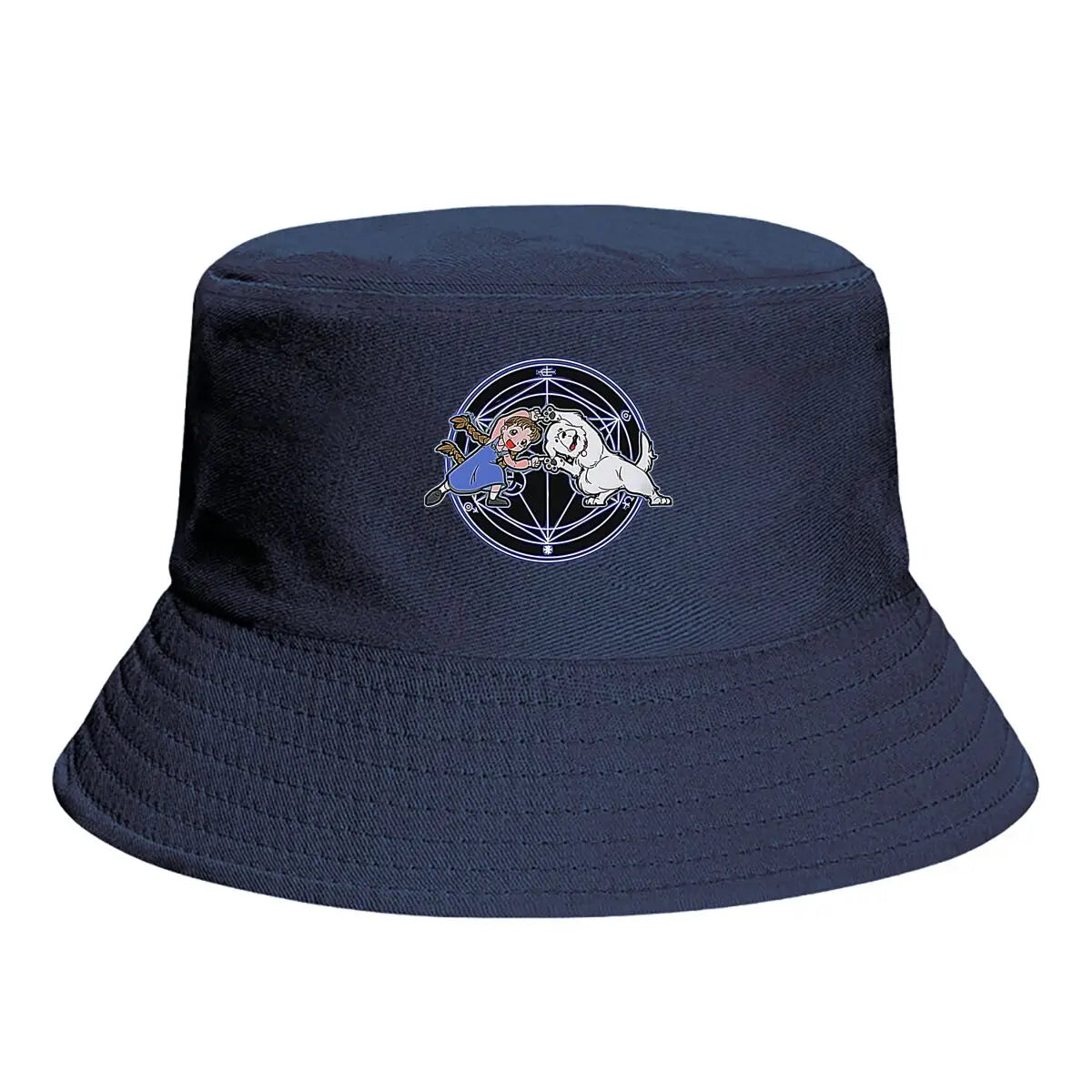 Whimsical Kid Pup Mystical Circle Graphic Bucket Hat