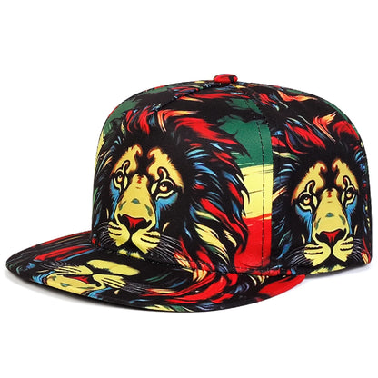 Unisex Colorful Lion Printed Flat Brim Baseball Cap