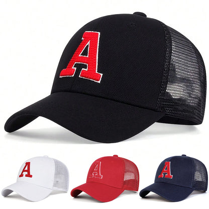 Unisex A Letter Embroidery Baseball Net Caps