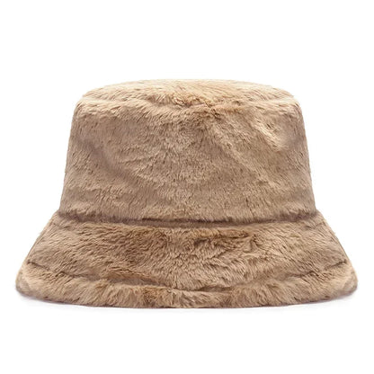 Leopard Print Plush Winter Bucket Hat