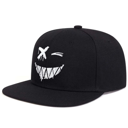 Unisex Ghost Expression Embroidery Snapback Cap