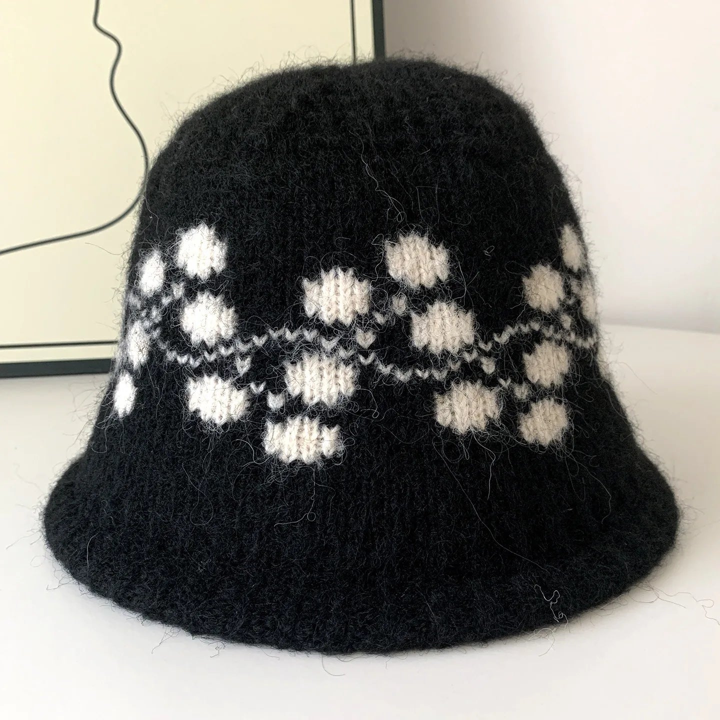 Fair Isle Knit Wool Bucket Hat