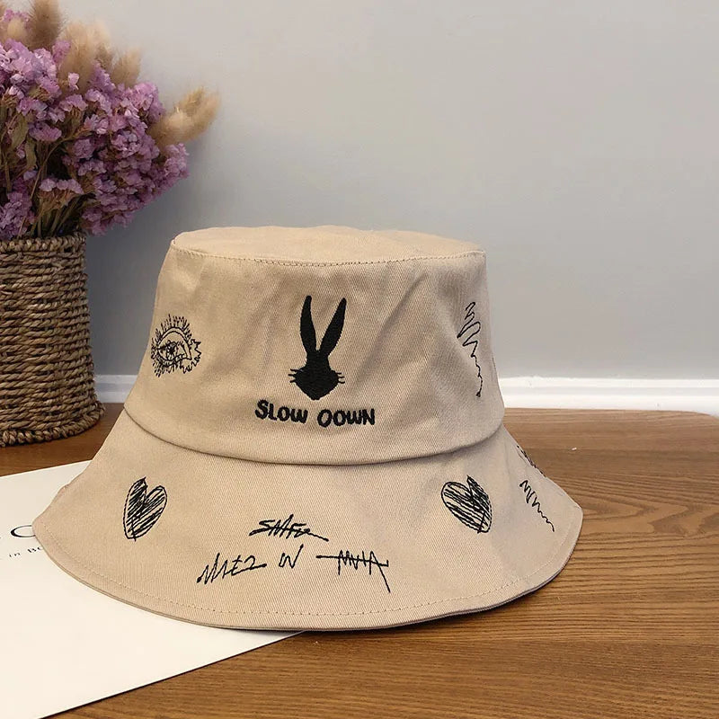 Unisex Embroidered Summer Bucket Hat
