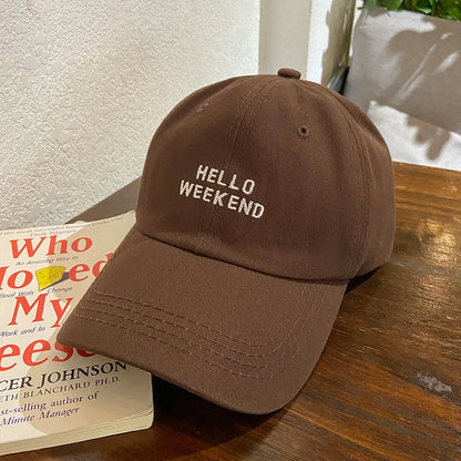 Hello Weekend Embroidered Baseball Cap
