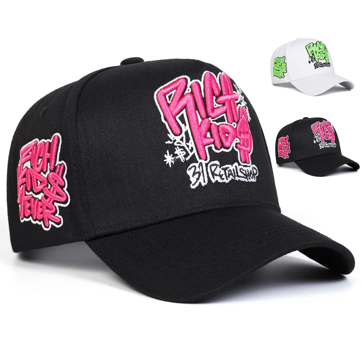 Unisex Rich Kios Letter Embroidered Casual Baseball Cap