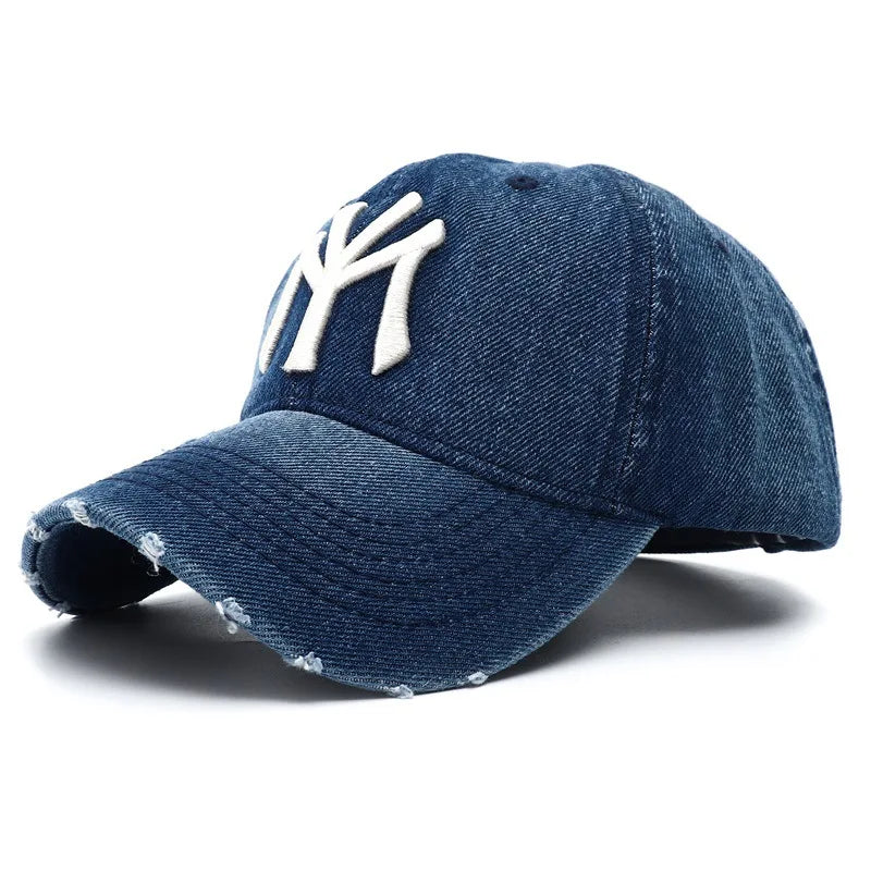 Washed Denim Vintage Baseball Cap Men