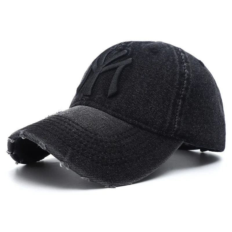 Washed Denim Vintage Baseball Cap Men