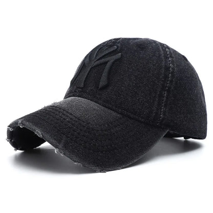 Washed Denim Vintage Baseball Cap Men