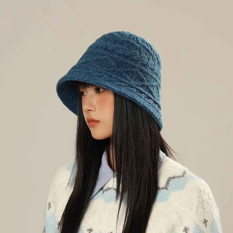 Women's Knitted Solid Color Autumn Winter Bucket Hat