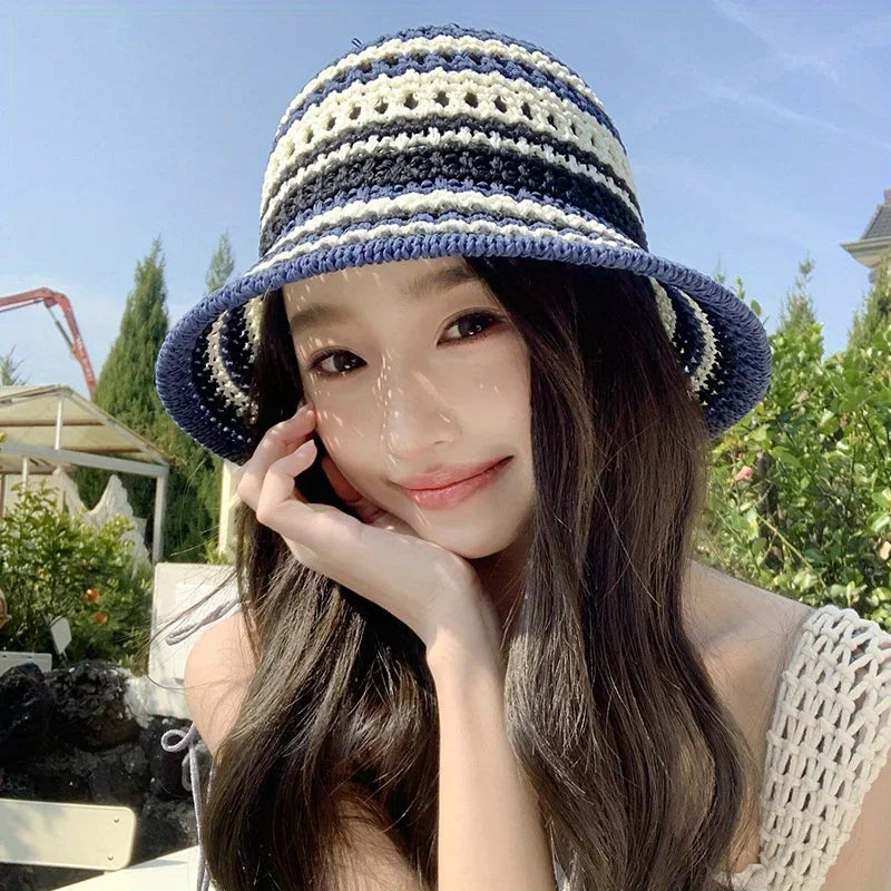 Bohemian Macrame Handwoven Wide Brim Bucket Hat