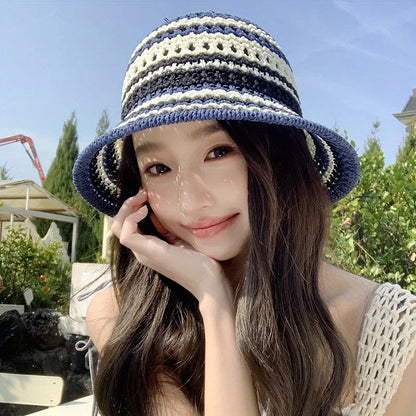 Bohemian Macrame Handwoven Wide Brim Bucket Hat
