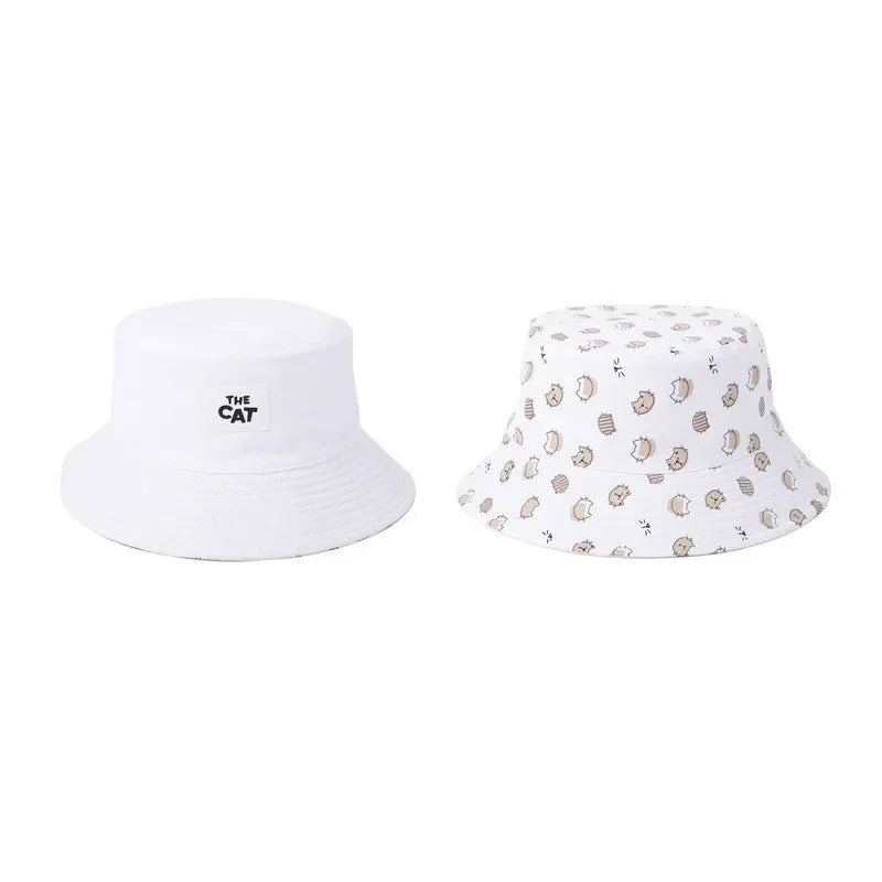 LDSLYJR Cartoon Cat Print Cotton Bucket Hat