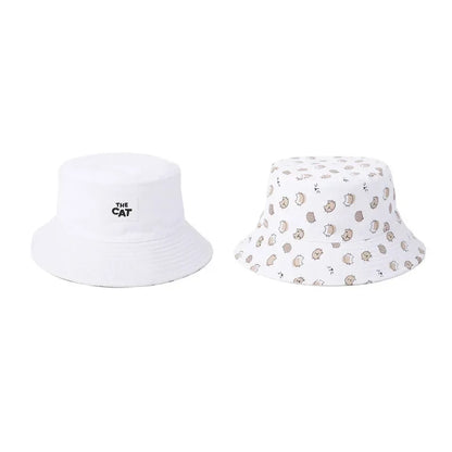 LDSLYJR Cartoon Cat Print Cotton Bucket Hat
