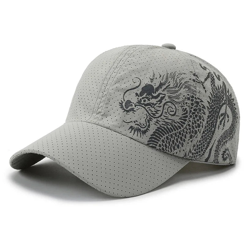 Unisex Dragon Pattern Quick-Dry Sports Baseball Cap