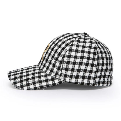 Cotton Stripe Check Baseball Cap