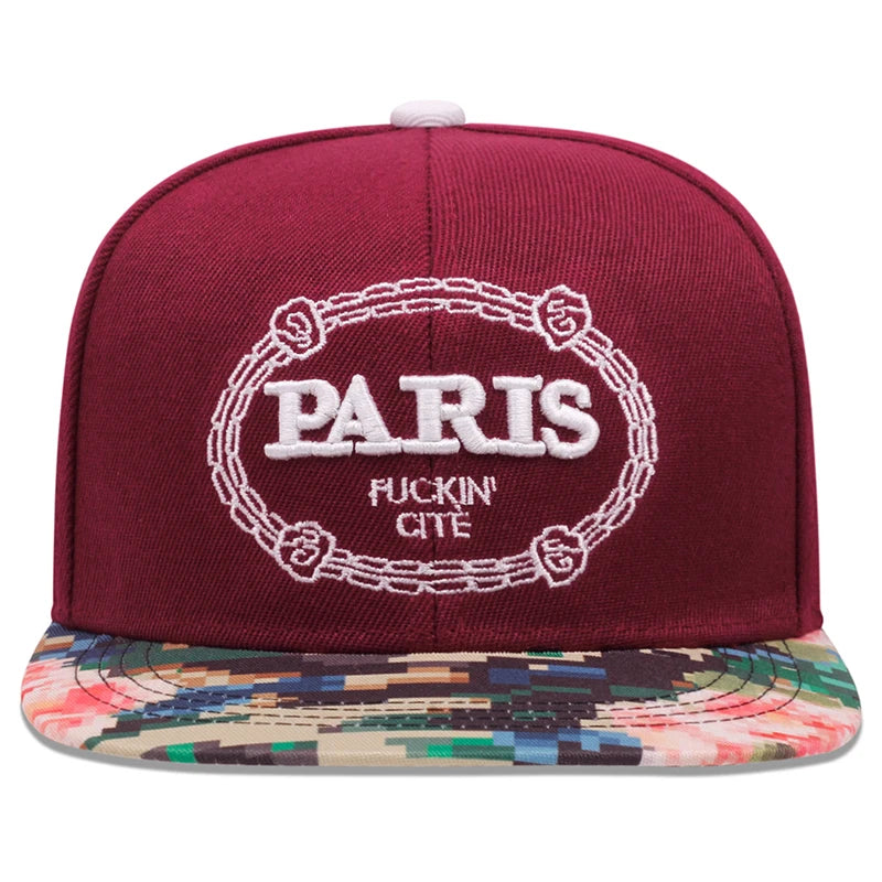 Paris Embroidered Flat Edge Baseball Cap