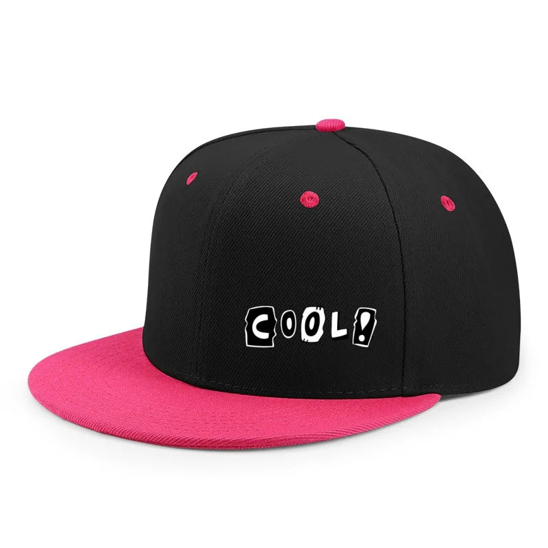 English Print Korean Hip Hop Flat Brim Baseball Hat