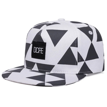 Black White Grid Snapback Hat Unisex