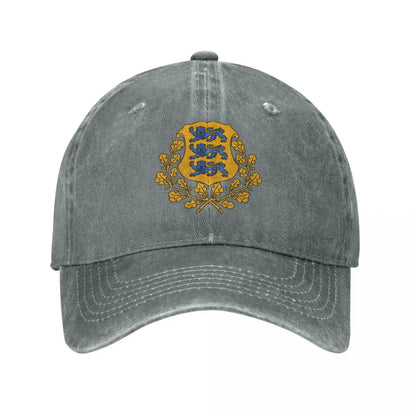 Estonia Emblem Charcoal Washed Vintage Baseball Cap