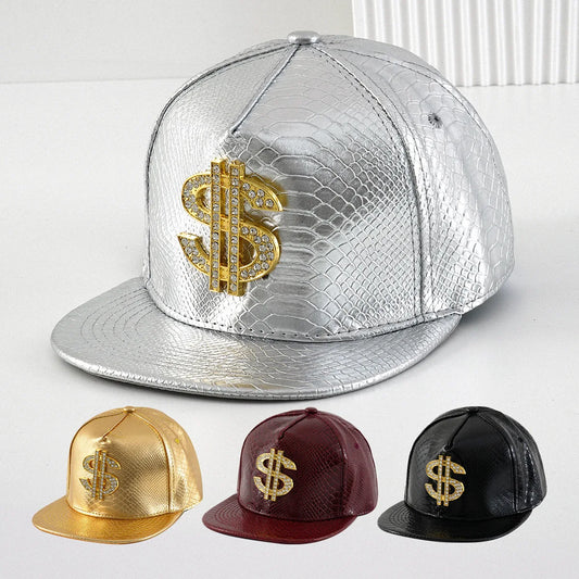 Crocodile Metal Label Flat Brim Hip Hop Cap
