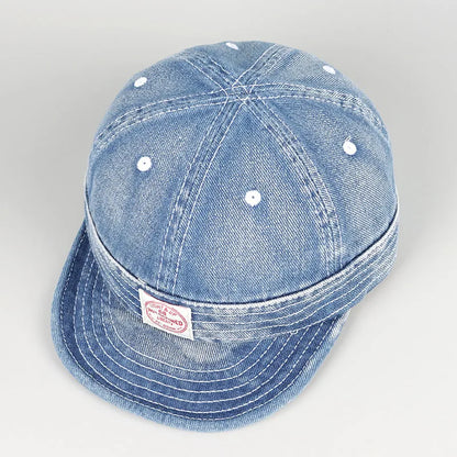 Korean Japanese Vintage Denim Short Brim Snapback Cap