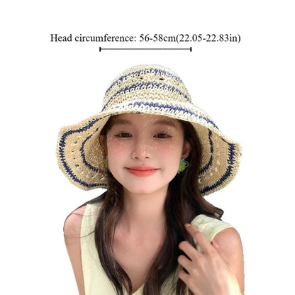 Handmade Hollow Crochet Straw Beach Bucket Hat