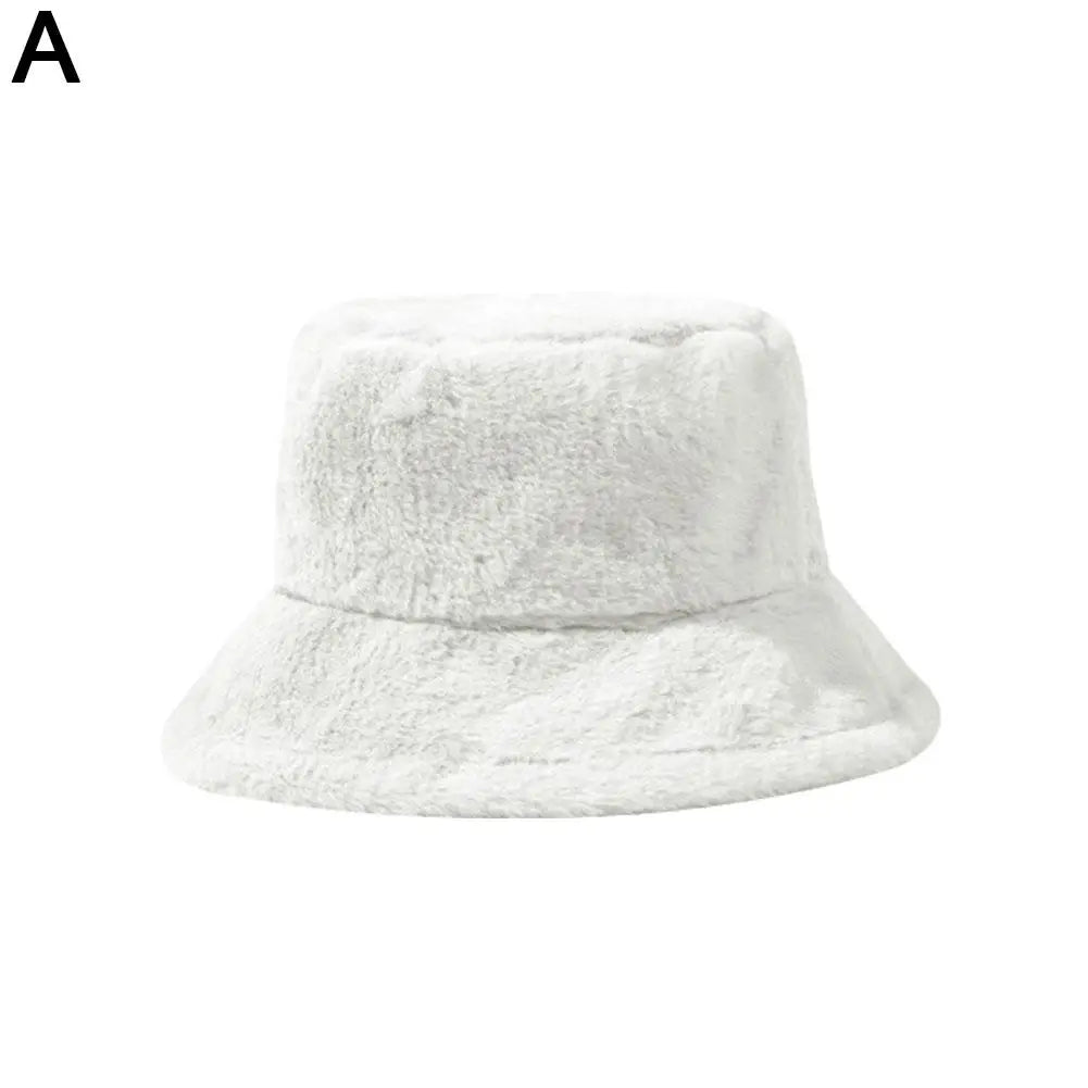 Plush Winter Wide Brim Bucket Hat