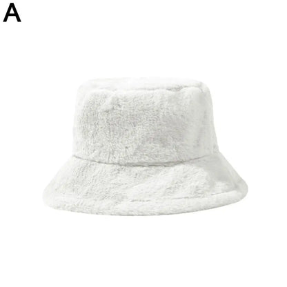 Plush Winter Wide Brim Bucket Hat